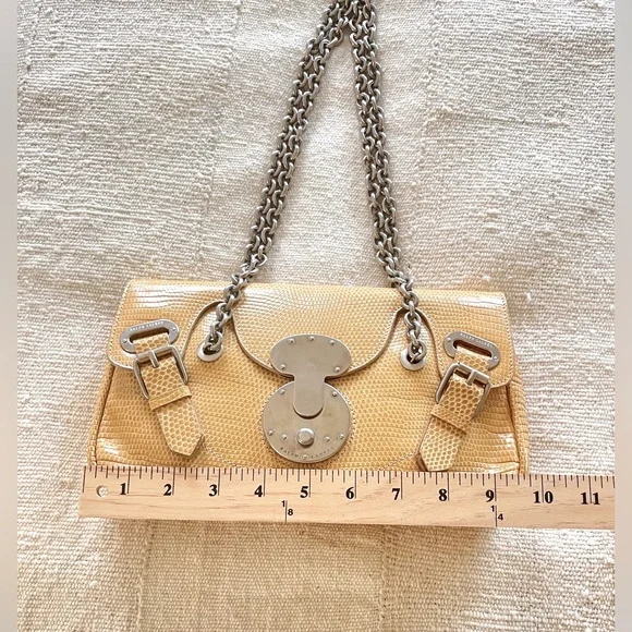 Authentic Vintage Ralph Lauren Collection lizard Skin Chain Handle Handbag - Picture 6 of 16